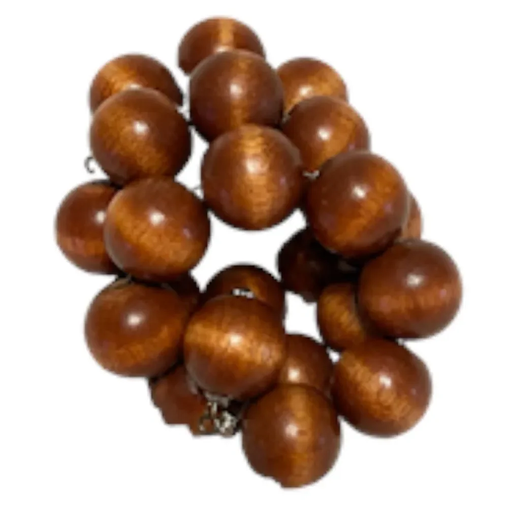 Vintage Large Jumbo Chunky Wood Balls Expandable Wrap Bracelet Retro 60’s 70’s